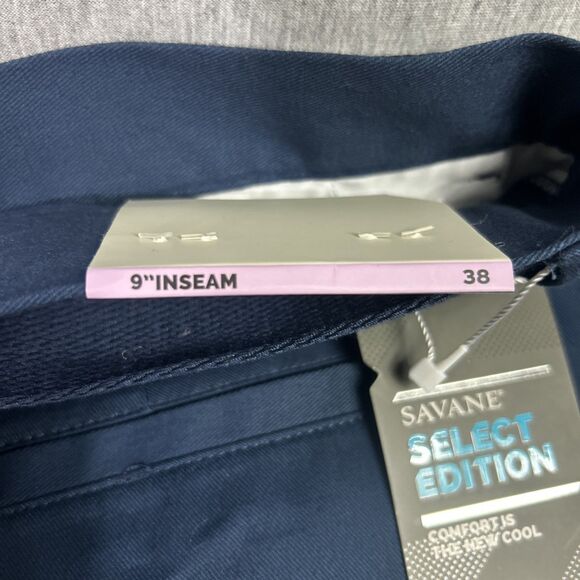 Savane Select Edition Mens Size 38 Shorts w Belt Blue Flat Front- NEW- 9” Inseam - Picture 13 of 16